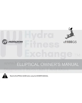 Horizon Fitness E1100GS EX-58 EX-68 EX-78 GS1050E Elliptical Owner User's Manual 1000102983