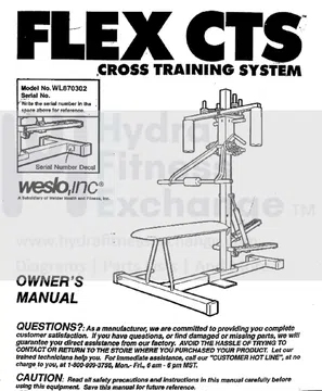 Weslo FLEX - WL870302 Strength System Owners Manual 103135