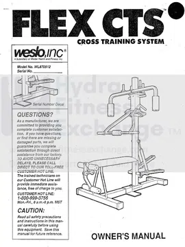 Weslo Flex CTS - Wl870512 Strength System Owner Manual 107066