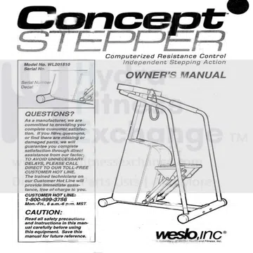 Weslo Concept Wl201510 Wl201511 Stepper Step Owner Manual 106796